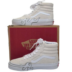 VANS SK8-HI Flame White Suede Skate Shoe High Top Sneakers Women's 5